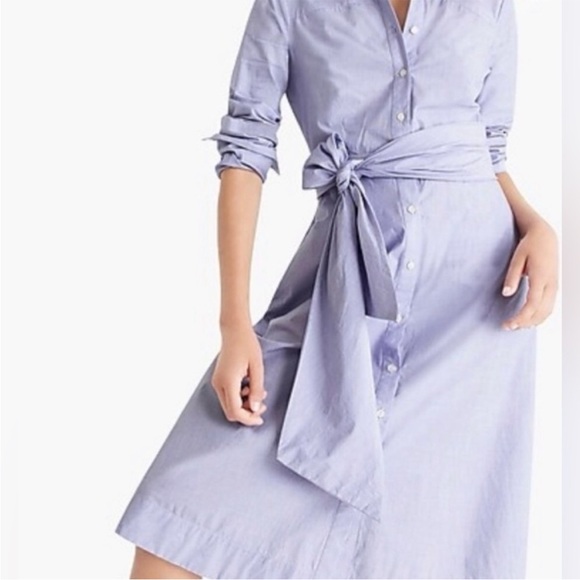J. Crew Tie-waist shirt-dress in end-on-end cotton in PERI - Picture 2 of 7